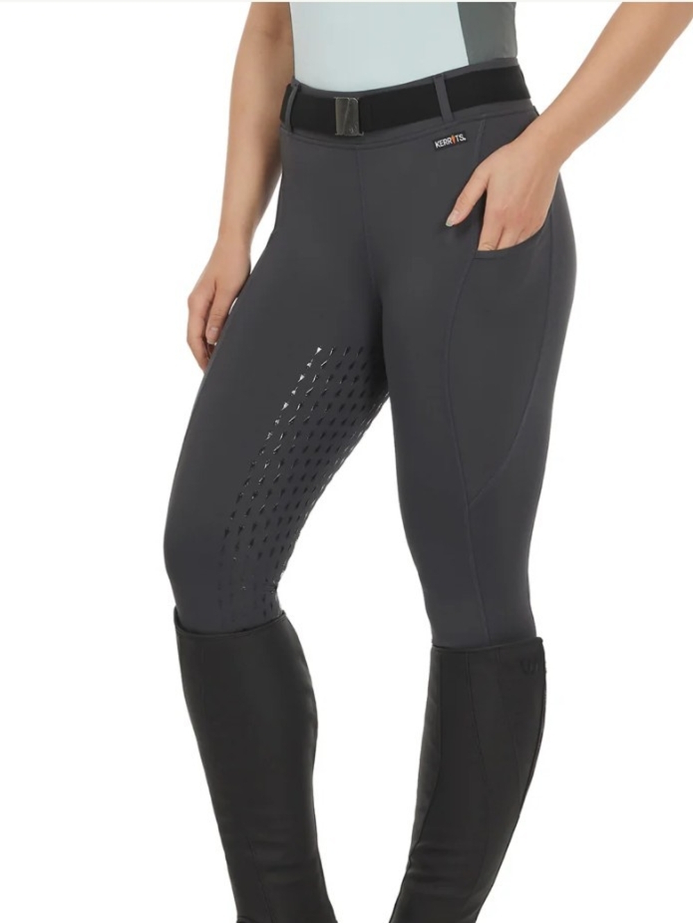 Kerrits Coolcore Silicone Performance Full Leg Riding Tech Tights Pockets EUC